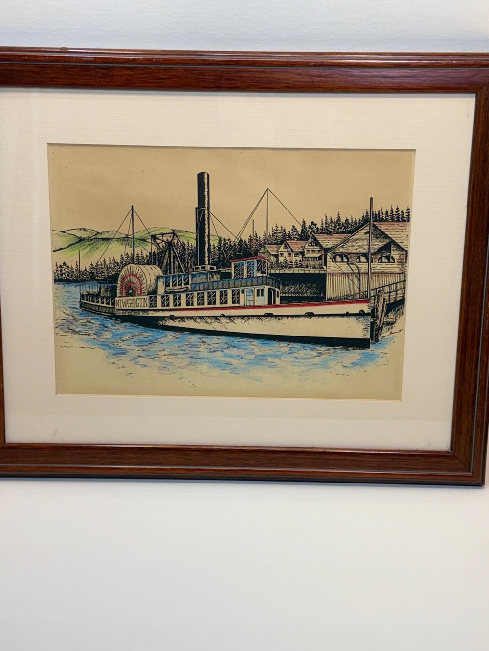 Vintage Print of MS Mount Washington Paddle Steamer Framed by Aaron Brothers